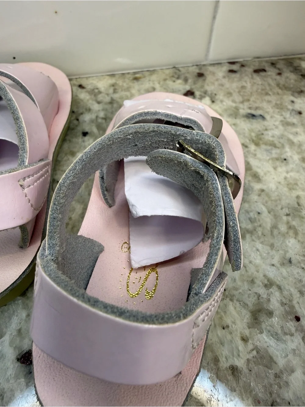 Salt Water Sandals Genuine Leather Light Pink Double Buckle Toddler Size 3 NIB